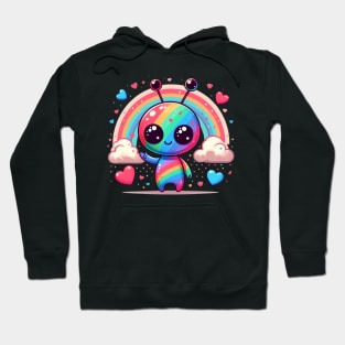 Cute colorful alien with love hearts Hoodie